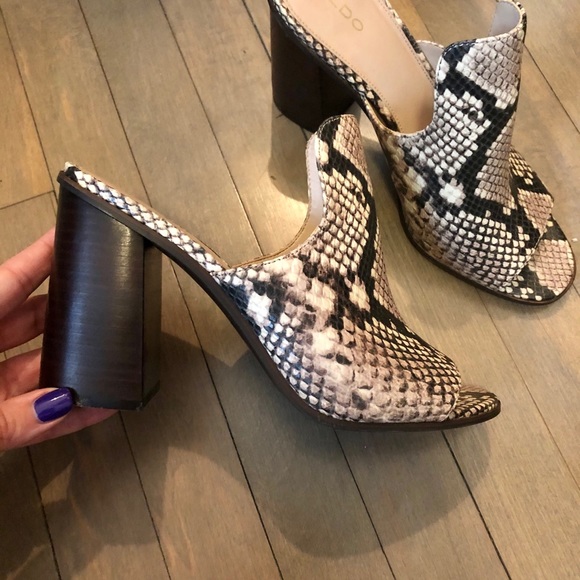 Aldo snakeskin mules Clearance